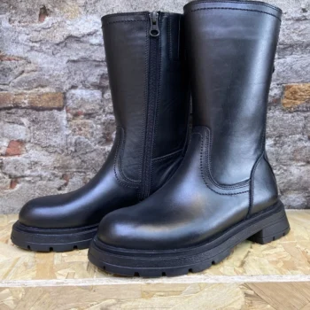 بوت چرم زنانه پاشنه کوتاه بدون بند مشکی مدل اﺑﻨﯿﻪ