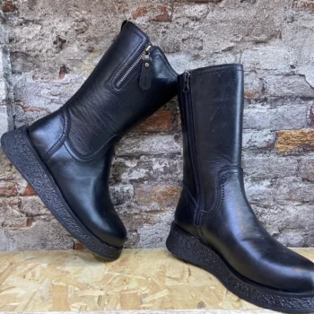 بوت چرم زنانه بدون پاشنه زیپ دار مدل سها