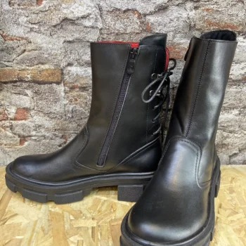 بوت چرم زنانه پاشنه کوتاه و بند دار مدل آرﺷﯿﺖ