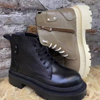 بوت چرم زنانه بند دار مدل آتنا