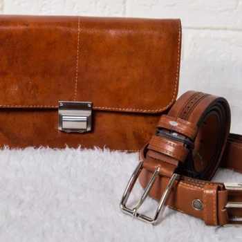 ست کیف مدارک دستی و کمربند چرم مردانه مدل ملیکا