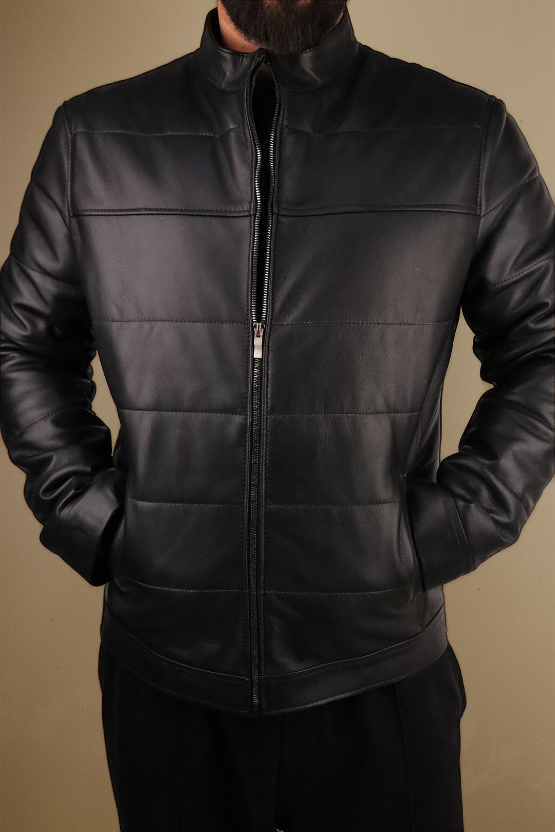 IMG_7678 کاپشن چرم طبیعی مردانه کد 2025 - Image 1