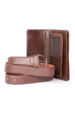 ست 2 تیکه چرم کیف پول وکمربند - Image 17