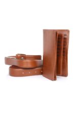 ست 2 تیکه چرم کیف پول وکمربند - Image 5