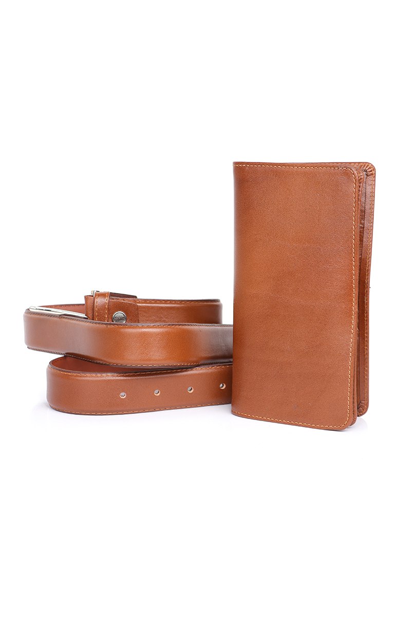 IMG_8964 ست 2 تیکه چرم کیف پول وکمربند - Image 1